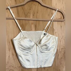 Zara White Satin Top